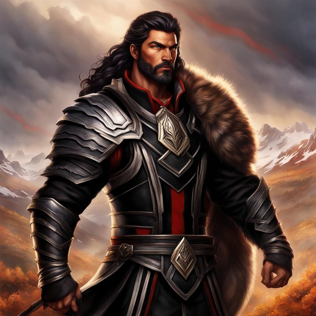 Striped Warrior in Wilderness as Dark Fantasy Art