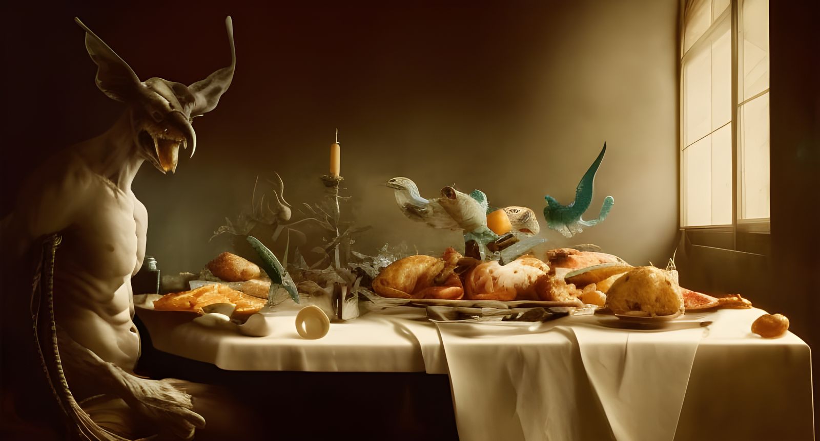 Ornate Restaurant Scene in Hyperrealist Style