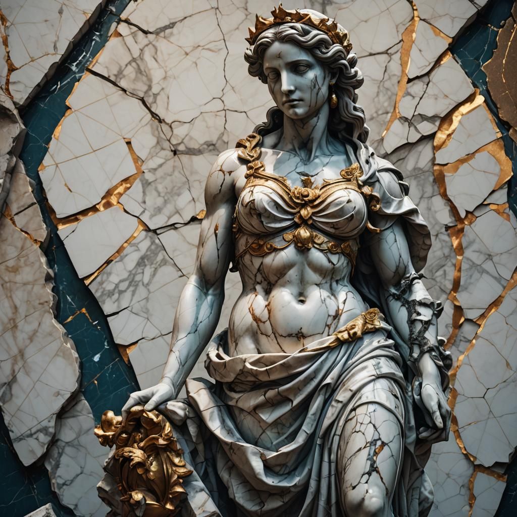 Cracked Marble Venus Statue: Fantasy Art