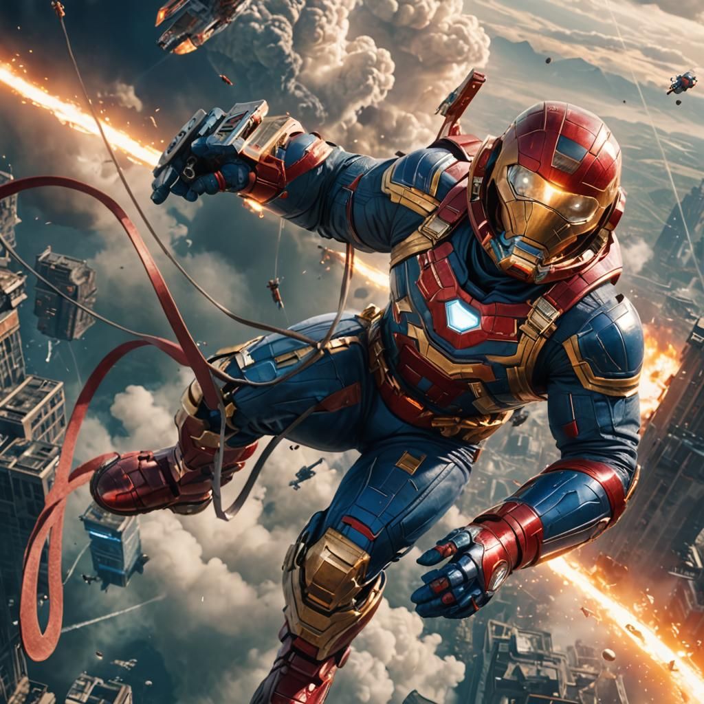 Superman and Avengers Team Satellite Repair: Detailed Matte ...