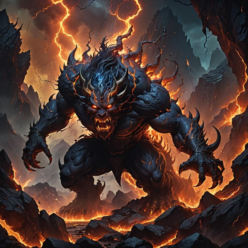Massive Demon Emerges in Dark Fantasy Art