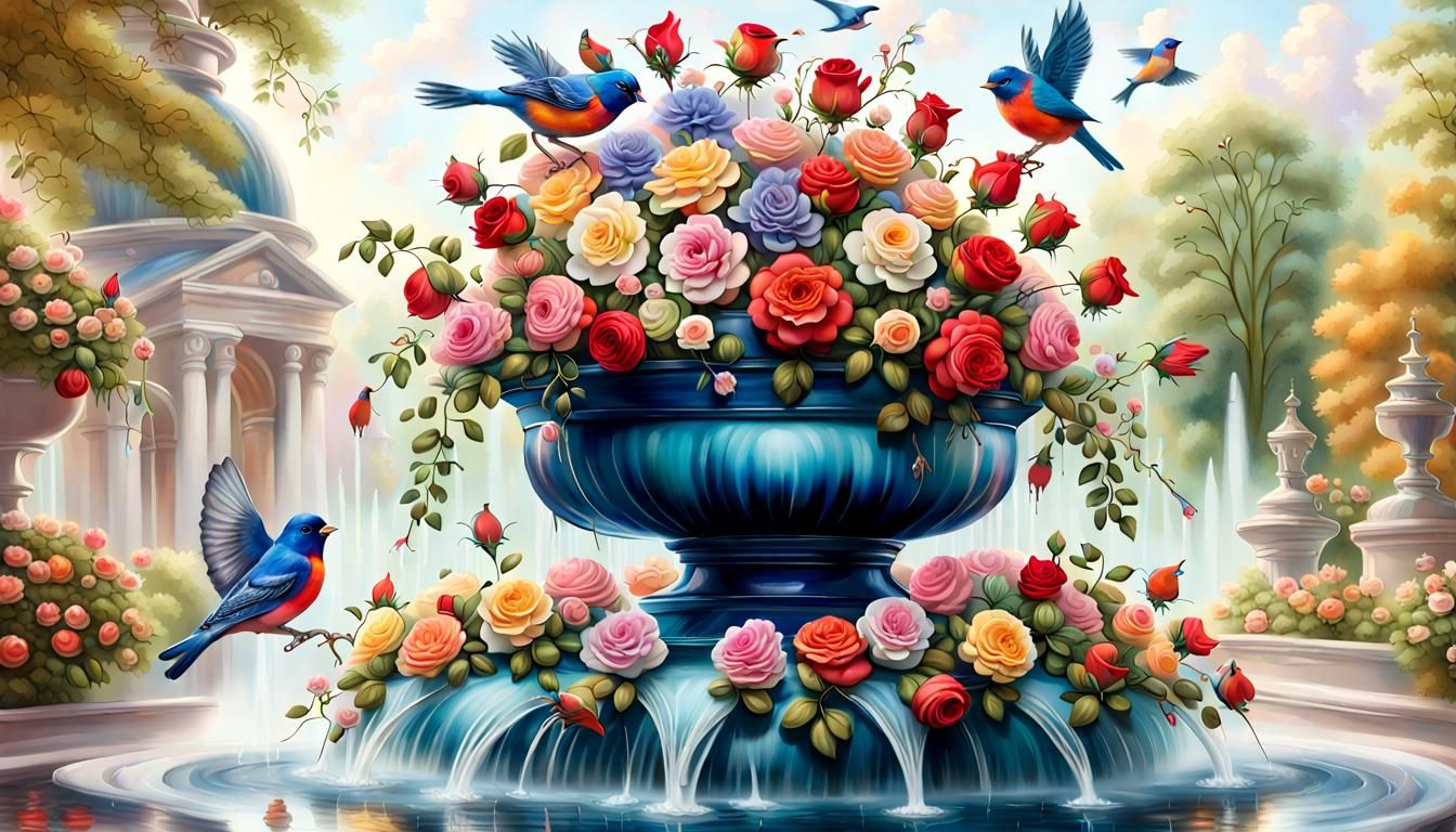 Faberge Pot with Roses in Candy Art Style
