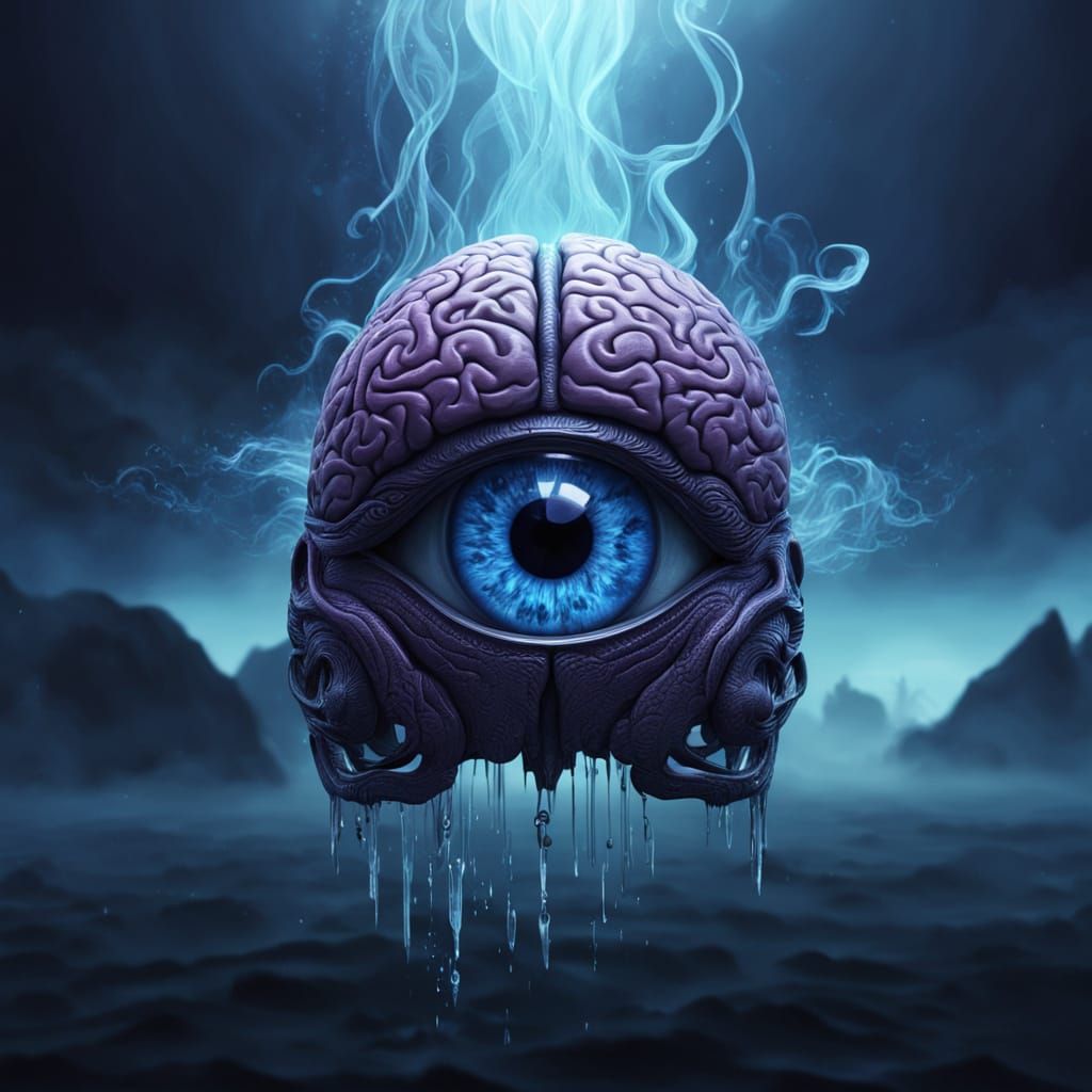 Surreal Glass Brain in Dark Fantasy 3D Render