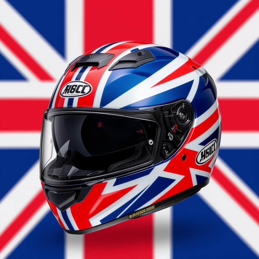 Motorcycle Helmet with the UK Flag