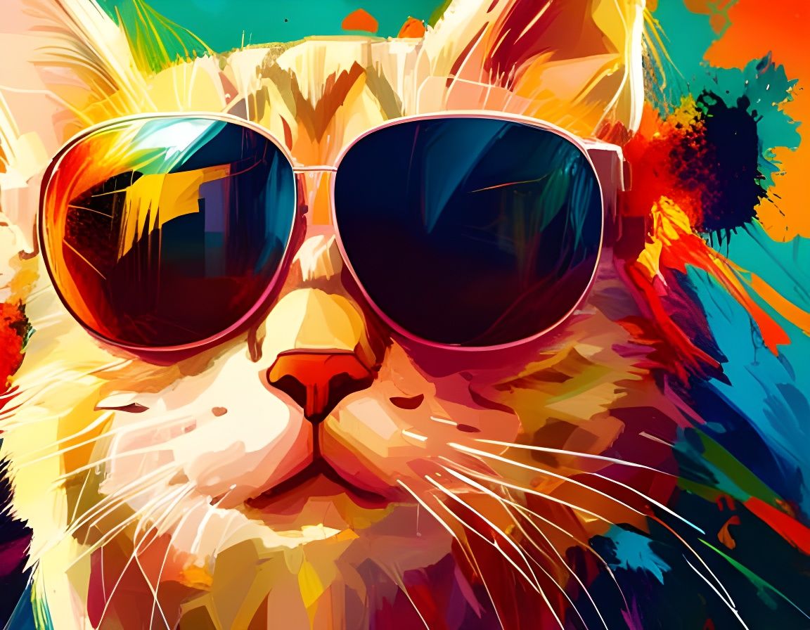 Cat in Ray-Bans: Hyperrealistic Street Art Portrait