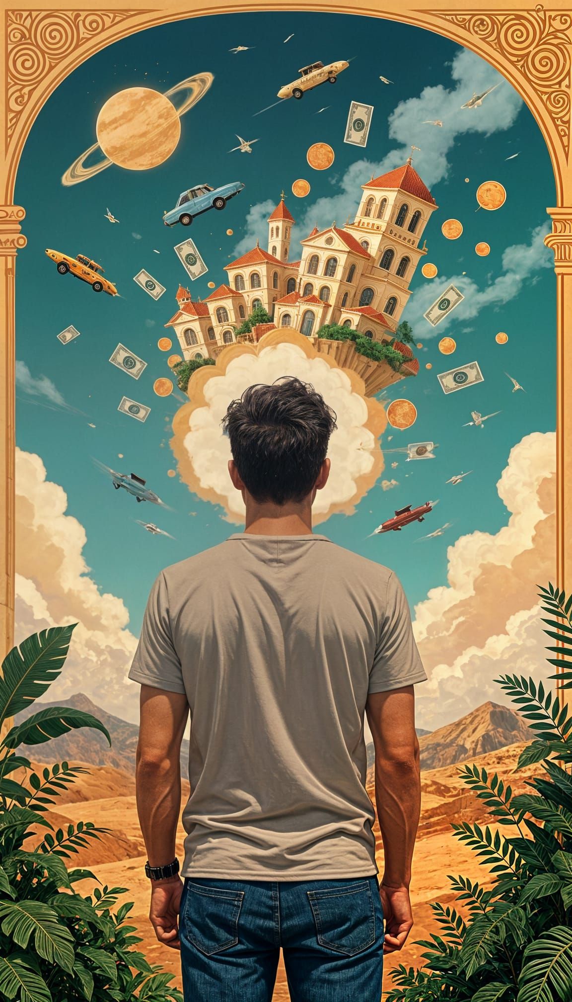 Surreal Portrait: Man's Mind as Cosmic Landscape