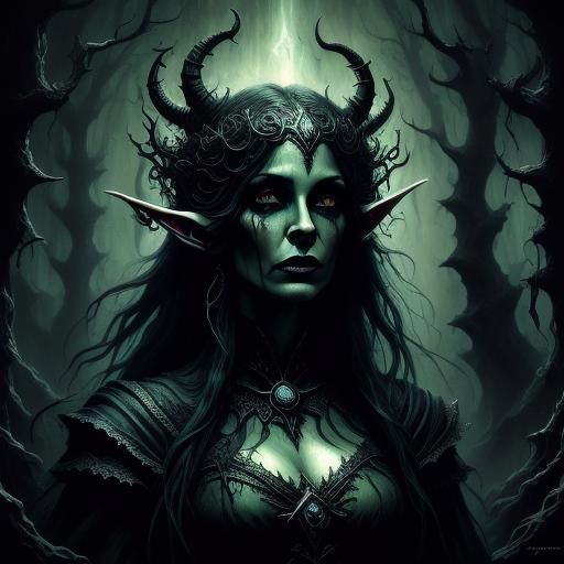 Menacing Elf Conjuring Magic in Dark Fantasy Art