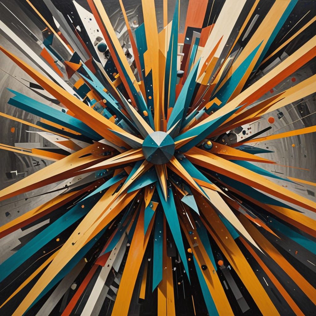 Angular Futurist Forms in Monochromatic Machine-Age Aestheti...