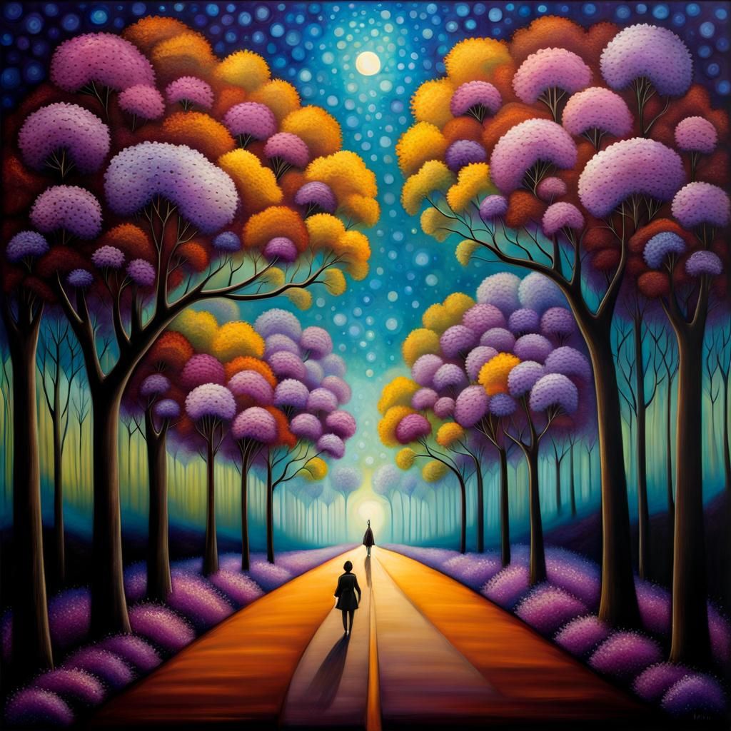 Jacaranda Trees in Bloom: Abstract Art