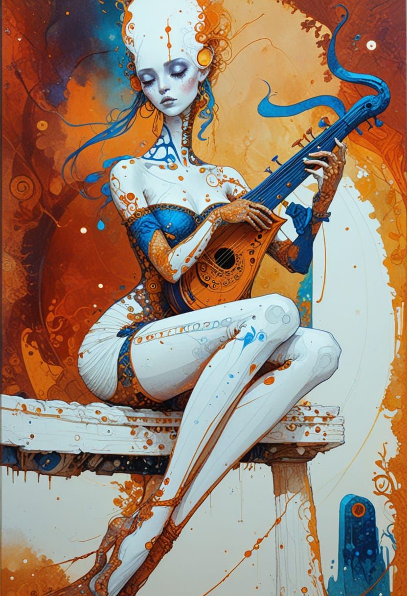 Enchanted Forest Musician in Vibrant Oil Painting Style