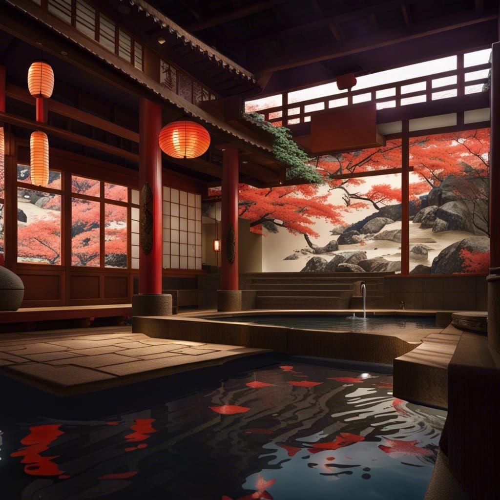 Japans onsen hot springs and kabuki bath