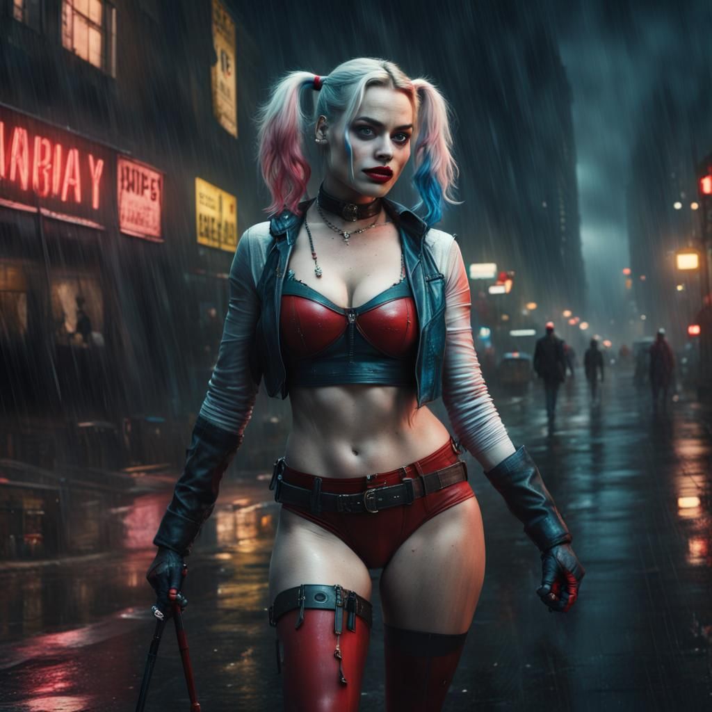 Curvy Woman in City at Night: Digital Matte Painting