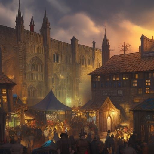Medieval York Shambles Marketplace in Detailed Matte Paintin...