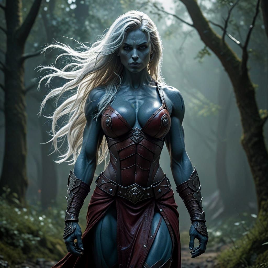 Female Warrior Guarding Orc Prison: Digital Art