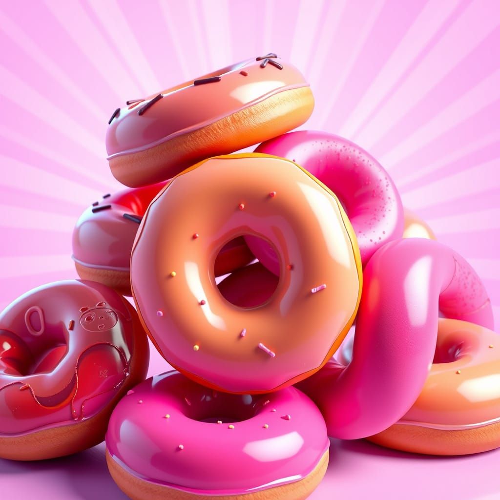 Surreal Baked Goods Scene in Vibrant 3D