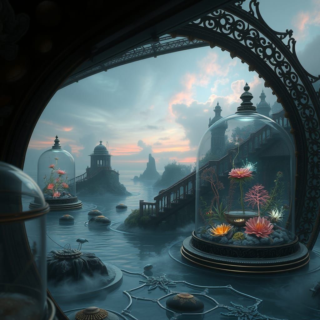 Gothic Seaside Dreamscape in Glass Spheres