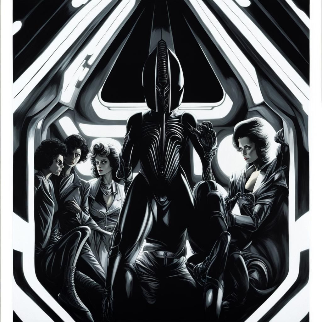 Alien [Giallo Grindhouse Screen-Print Poster SDXL]