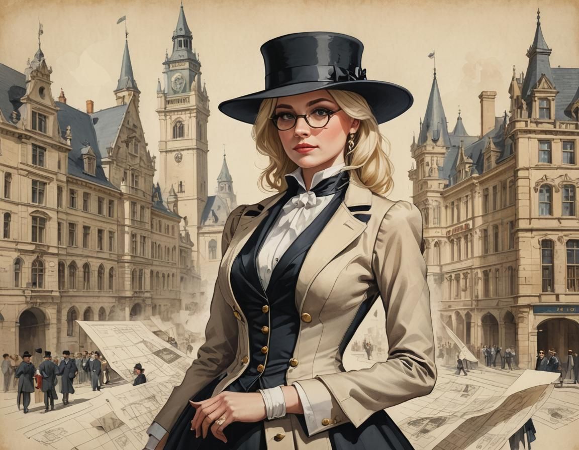 Storybook Illustration: Woman Presents Town Hall Plans