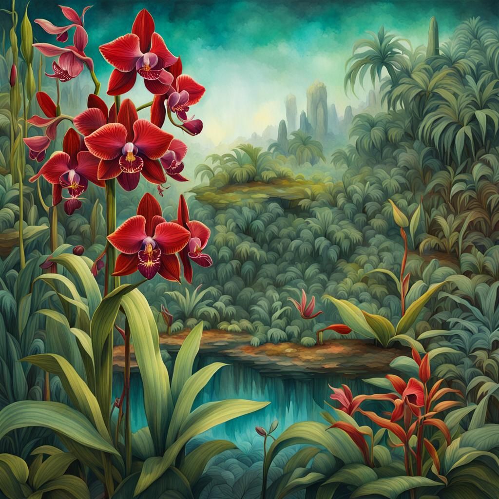 Tropical Orchids in a Vivid Watercolour Illustration