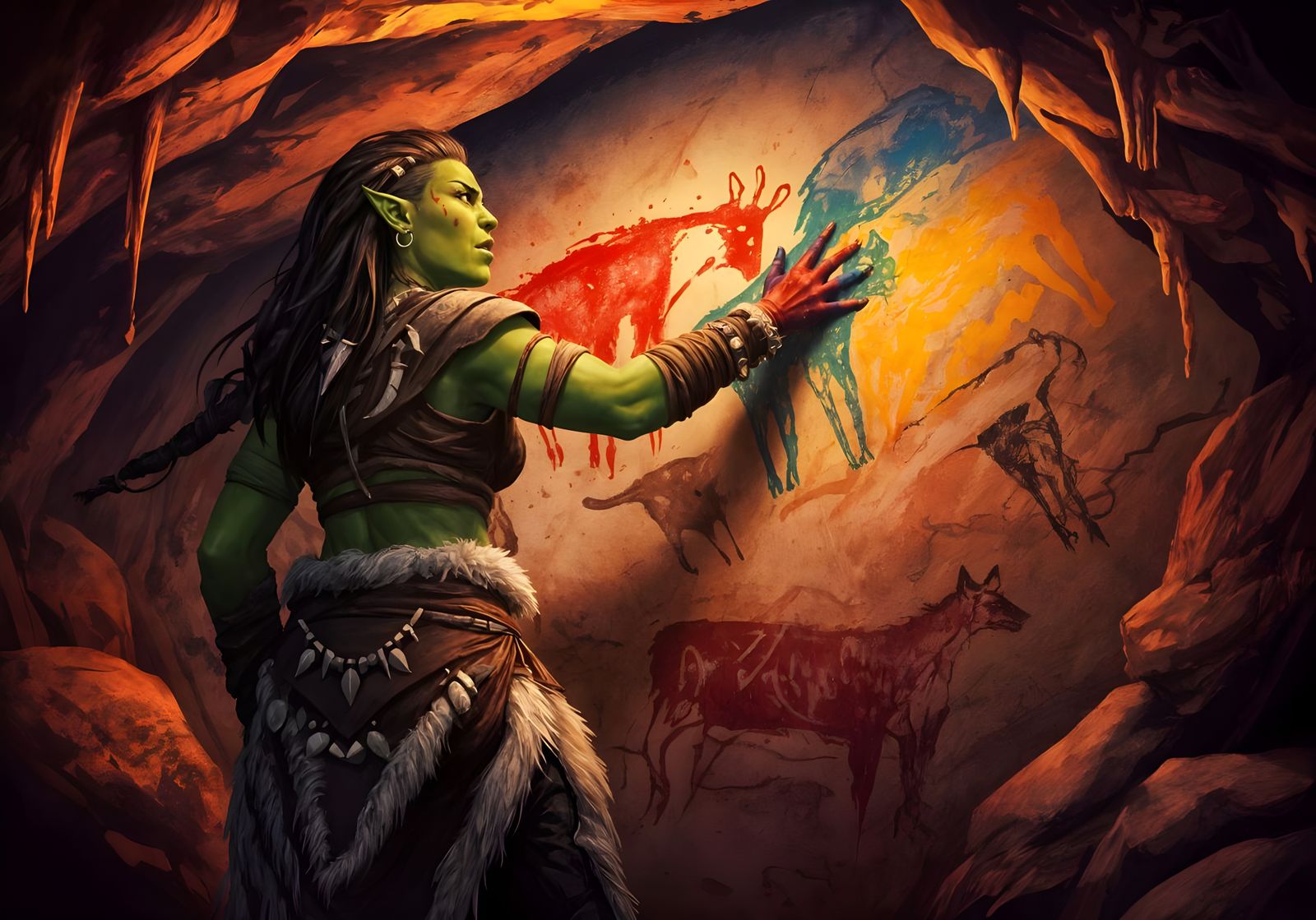 Orc Shaman Creates Ancient Cave Art