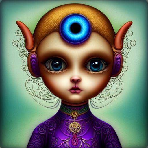 Rainbow Puppy in Gothic Style, Digital Painting