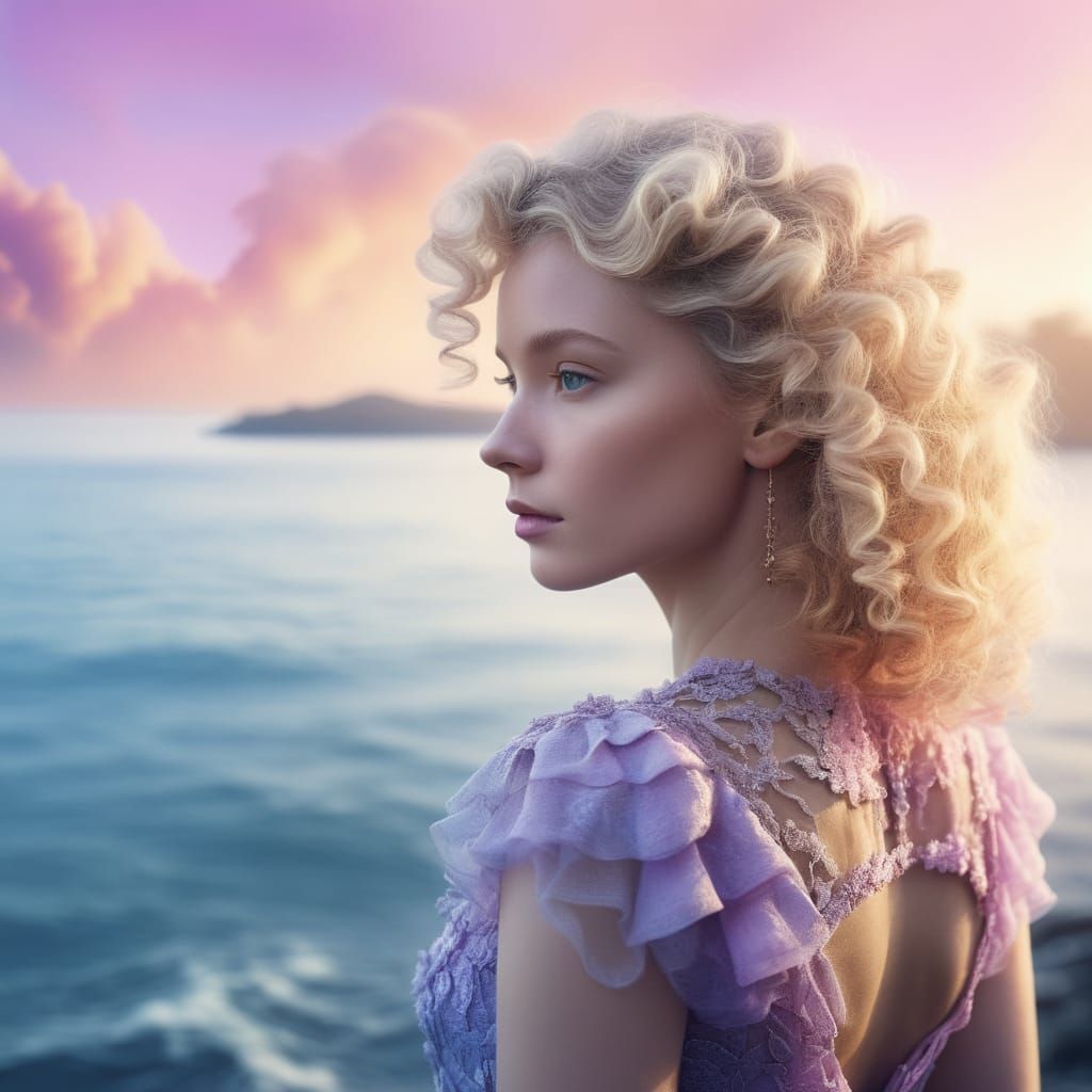 Blonde Starlet by Sea in Fractal Digital Graphics