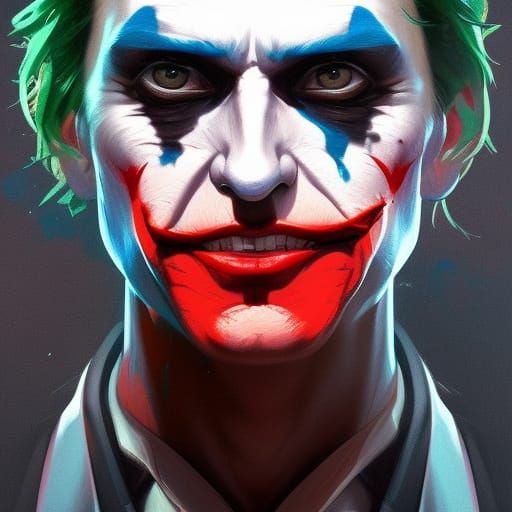 Joker Portrait in Hyperdetailed Art Nouveau Style