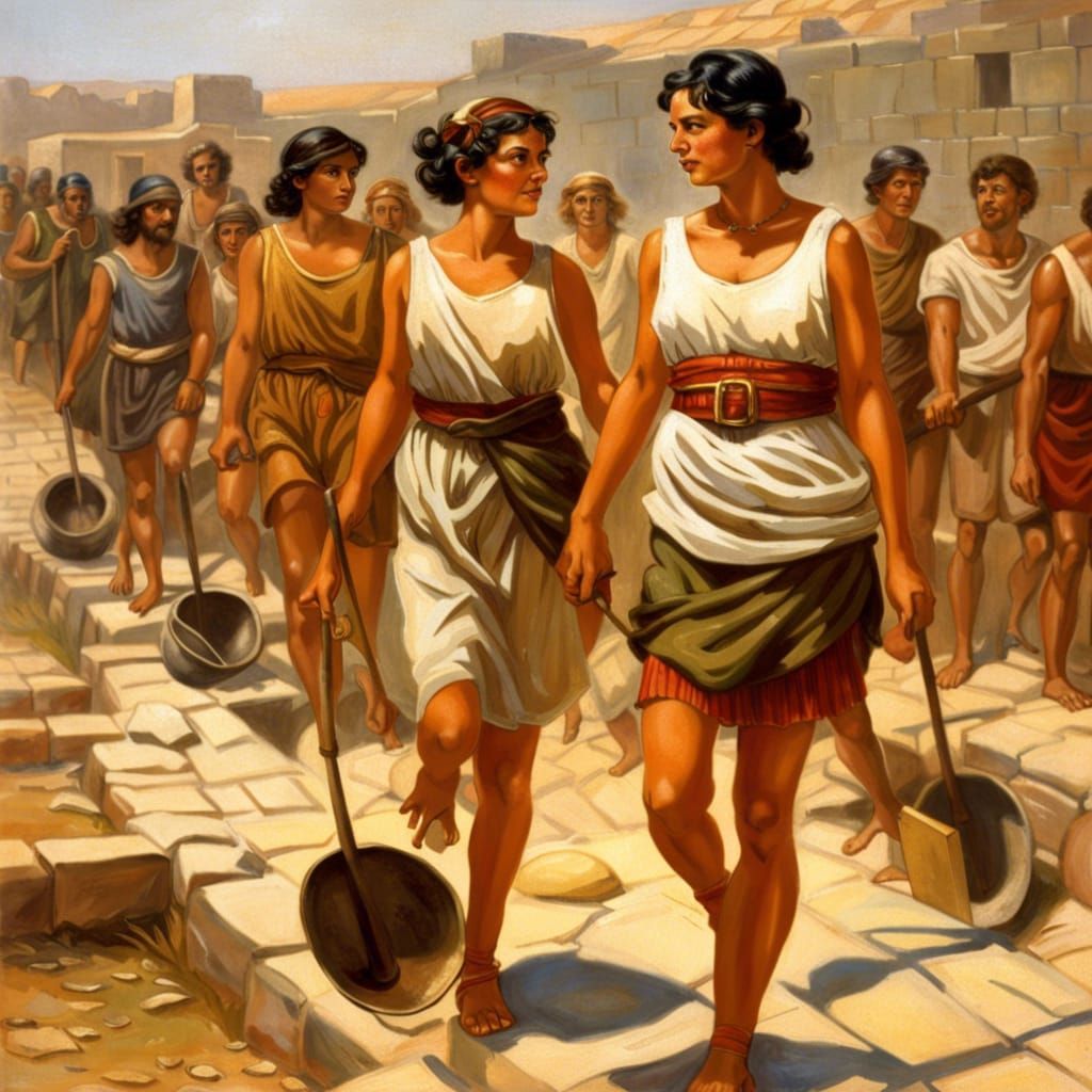 Roman Women Working Barefoot in Irrigation Ditch