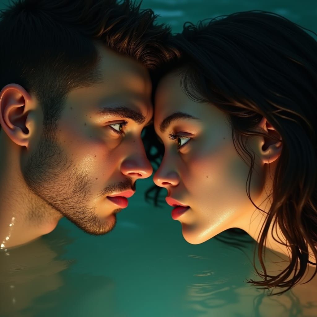 Underwater Lovers in Dreamlike Concept Art Style