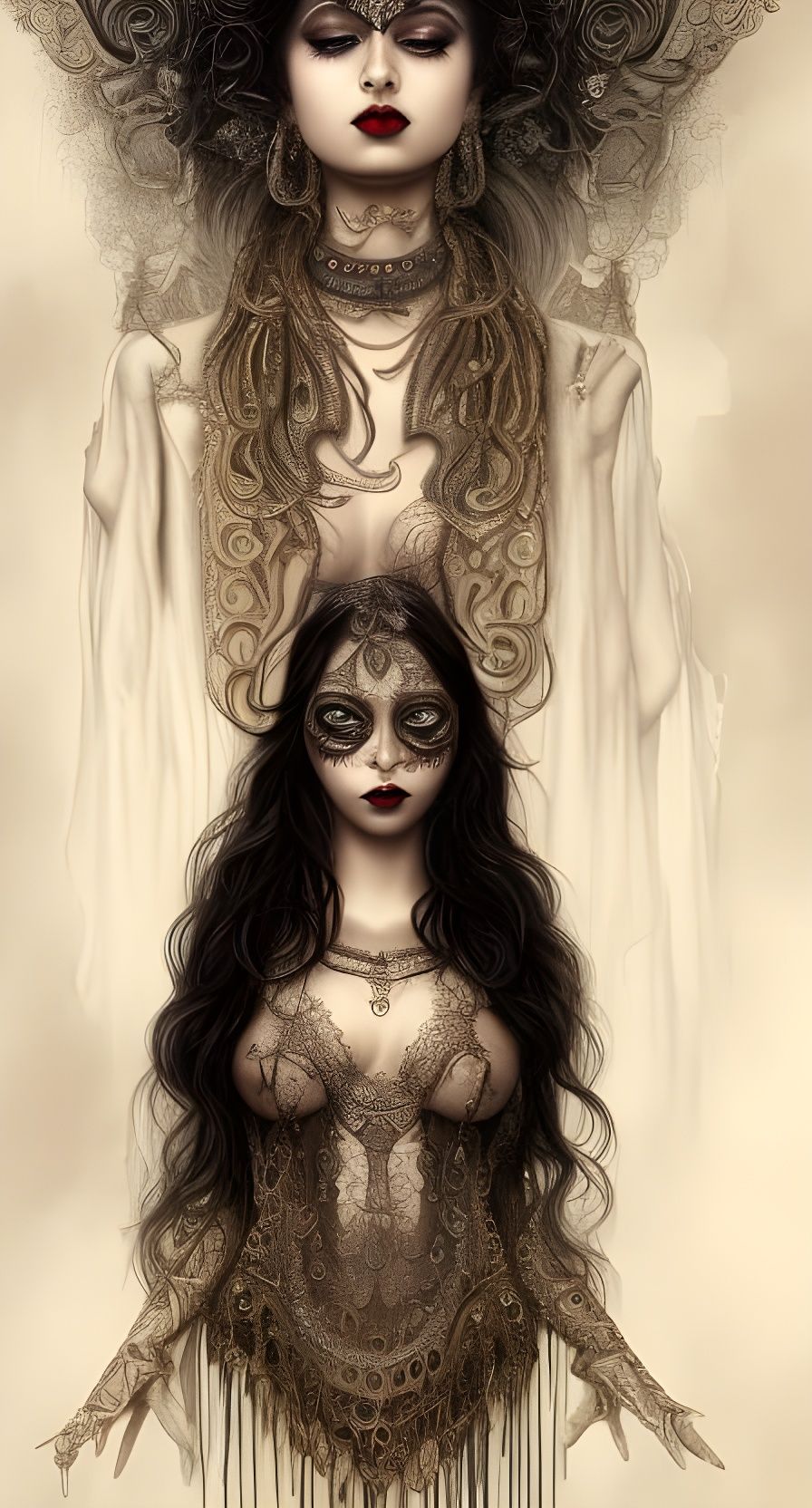 Shimmering Beauty with Dark Accents and Golden Chains