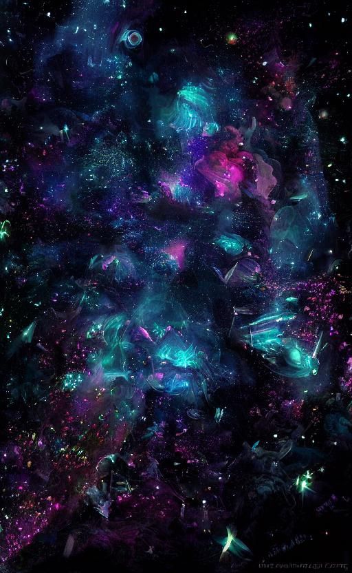 Holographic Stars in Space, Cosmic Synthwave Art