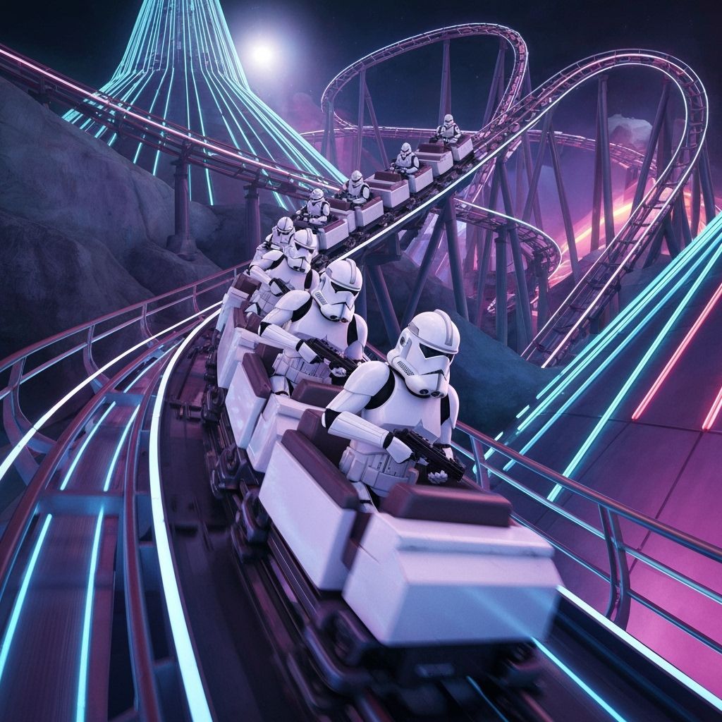 Clone Troopers Ride Space Mountain in Sci-Fi Style