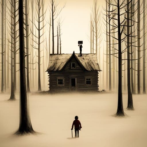 Sinister Forest Cabin in Dark Fantasy Style
