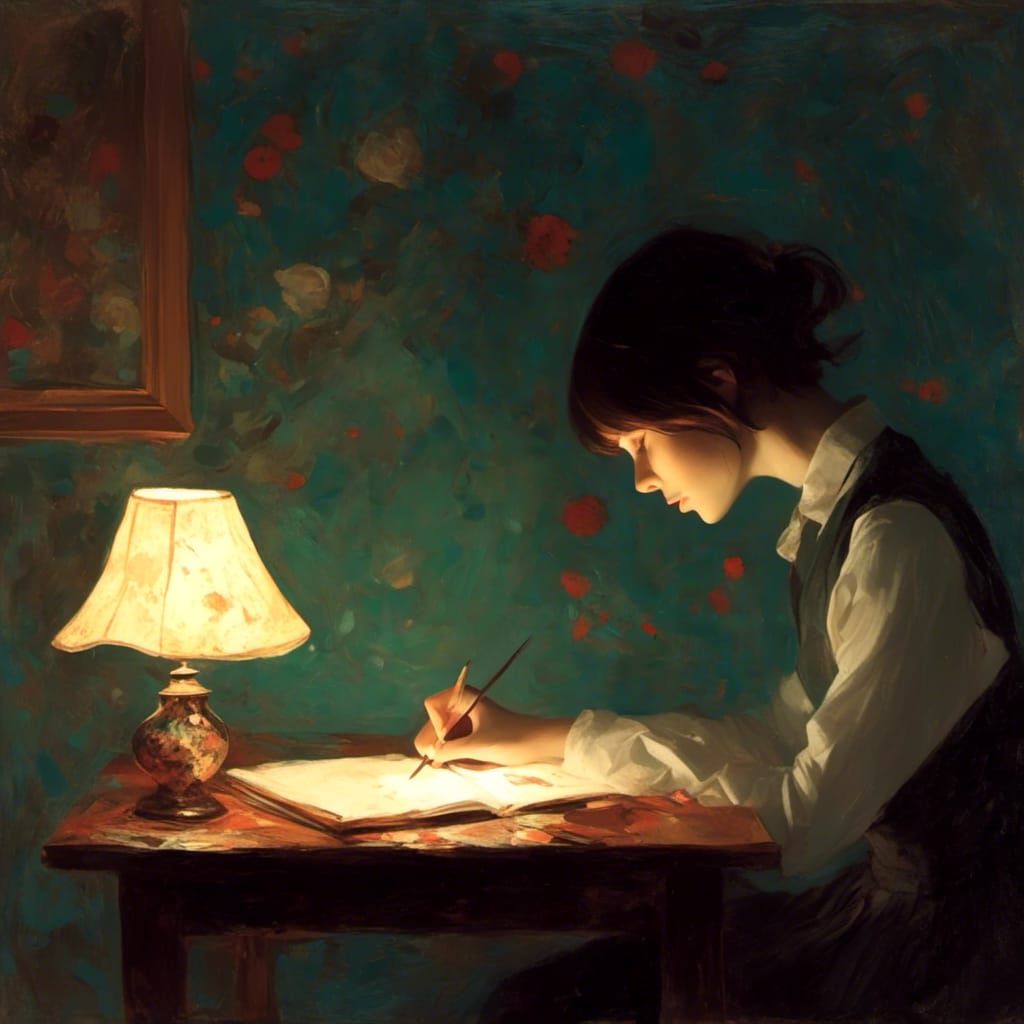 Vintage Lamp in Oil Painting Style