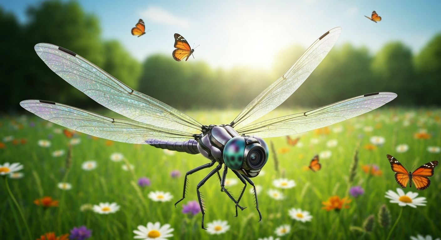 Dragonfly Cameraman Captures Vibrant Meadow in Photorealisti...