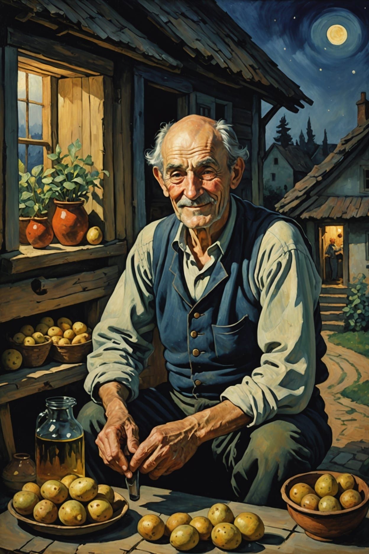 Moonlit Moonshine: An Oil Painting Portrait