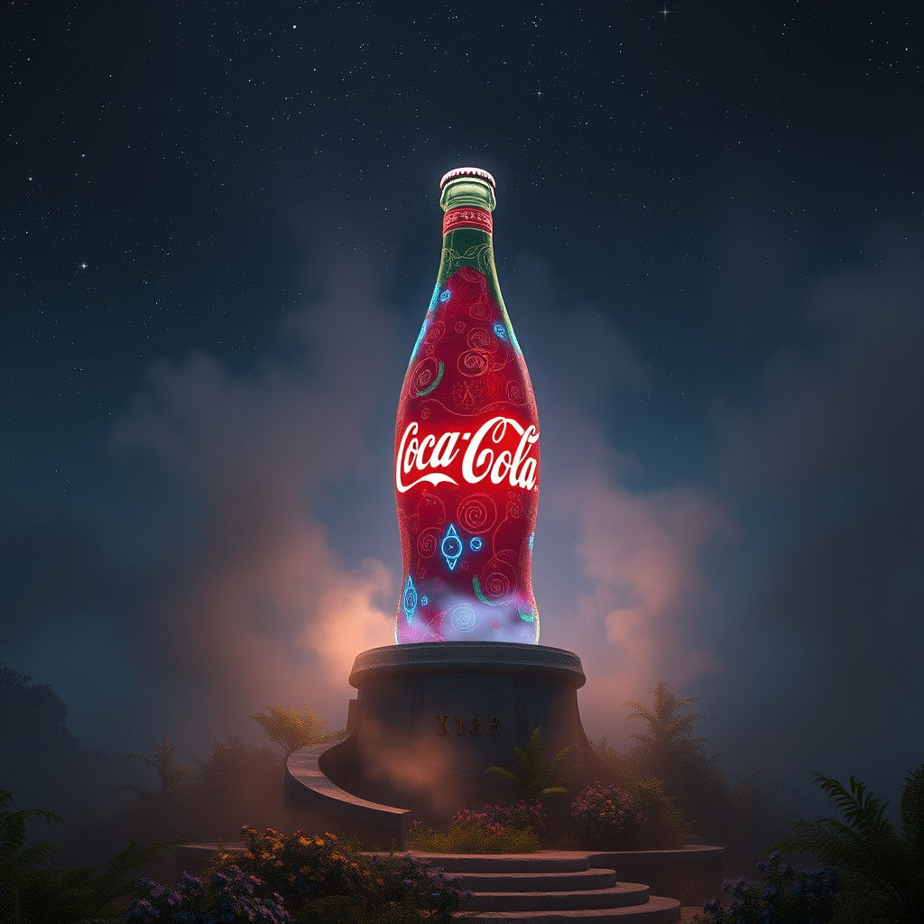 Mystical Coca-Cola Bottle in Dreamlike Fantasy Art