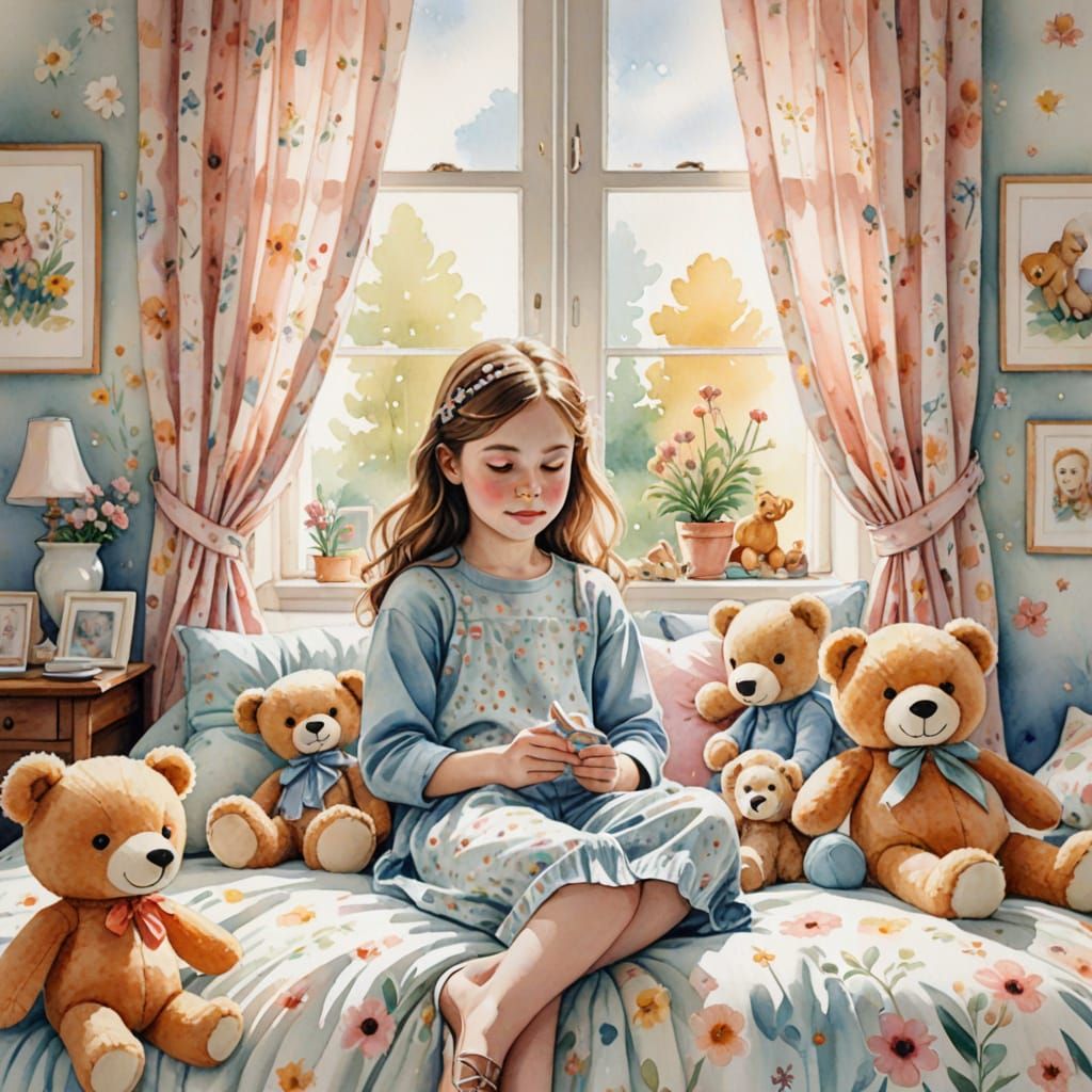 Whimsical Watercolor Girl's Bedroom Sanctuary