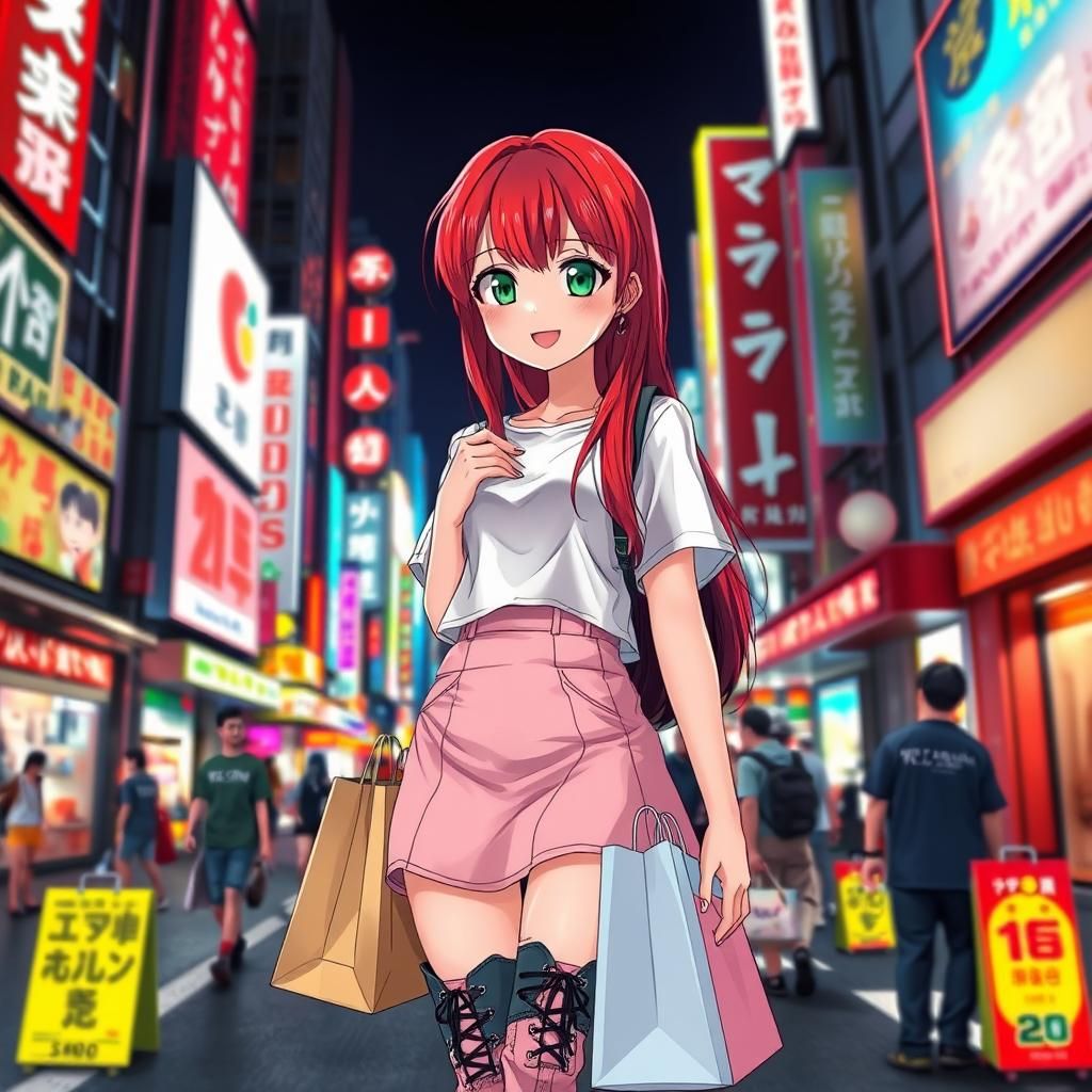 Y2K Anime Girl in Shibuya: Studio Trigger Style
