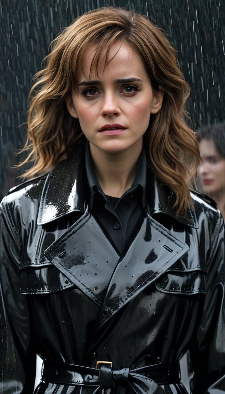 Hermione Granger in Rain, Ultrarealistic Portrait