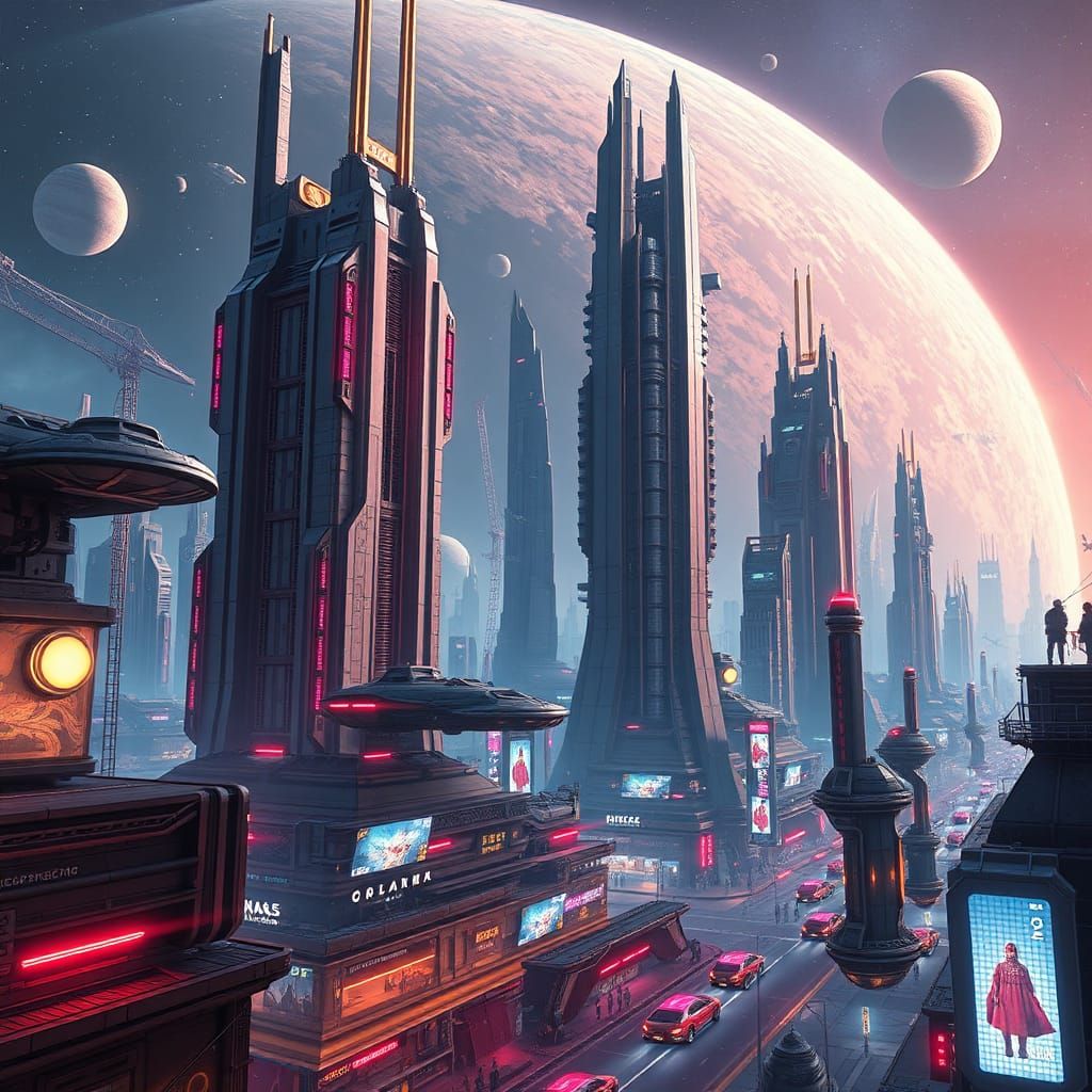Futuristic Space Metropolis in Detailed Digital Art