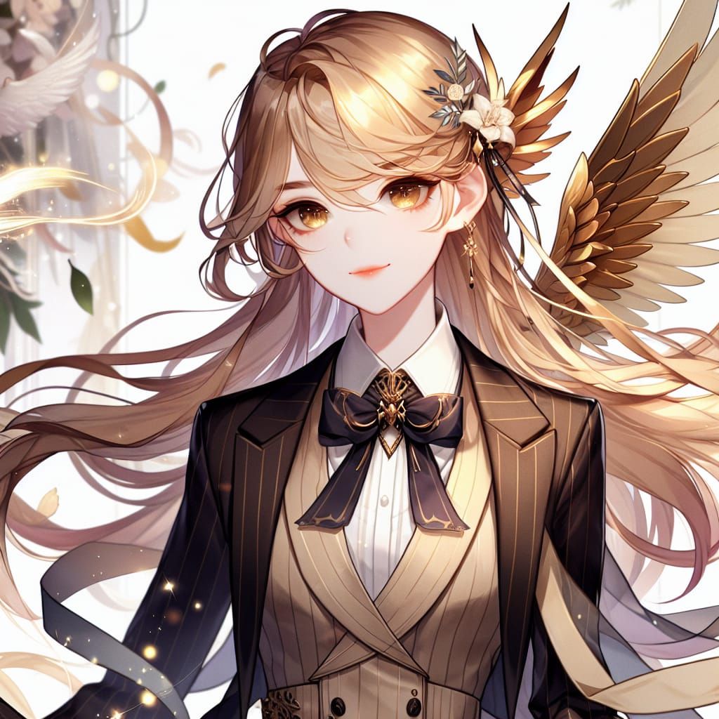 Anime Girl Portrait with Dragon Wing Bow