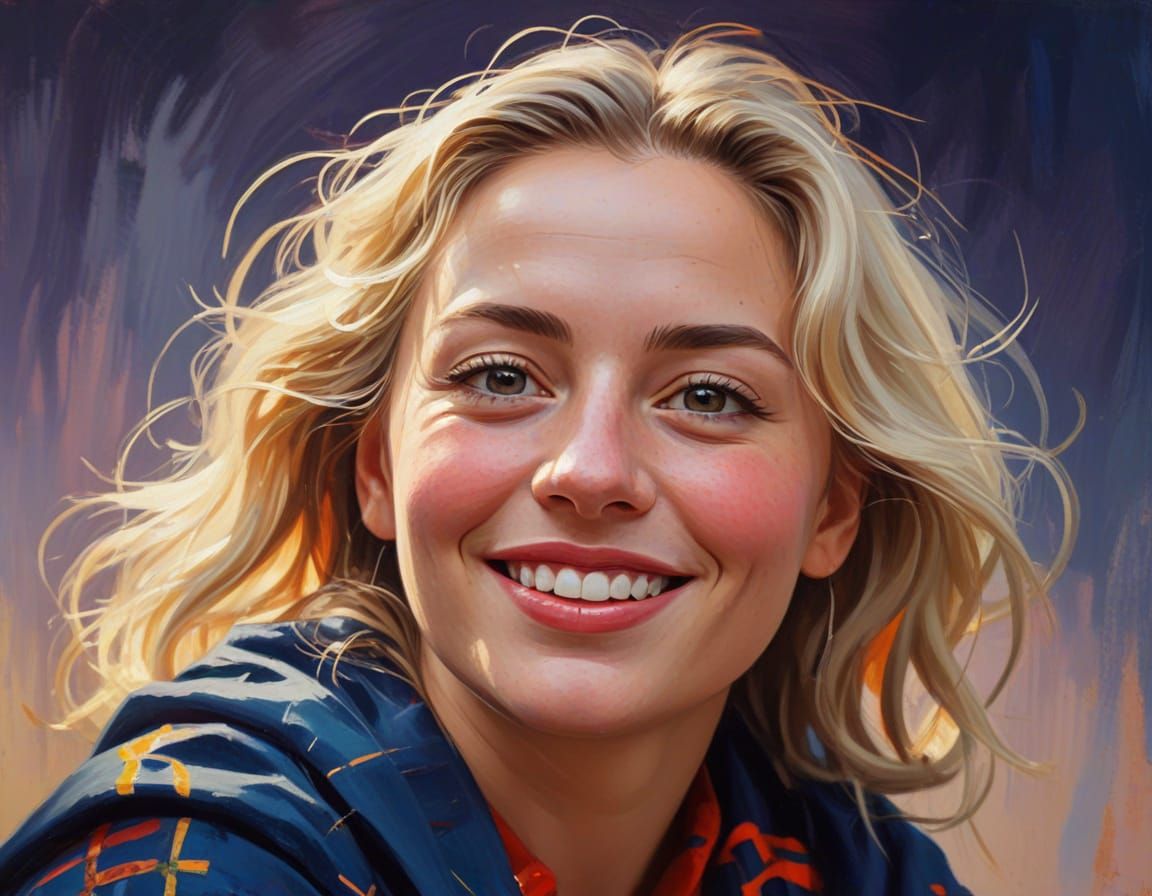 Fauvist Portrait of Smiling Woman in Oil