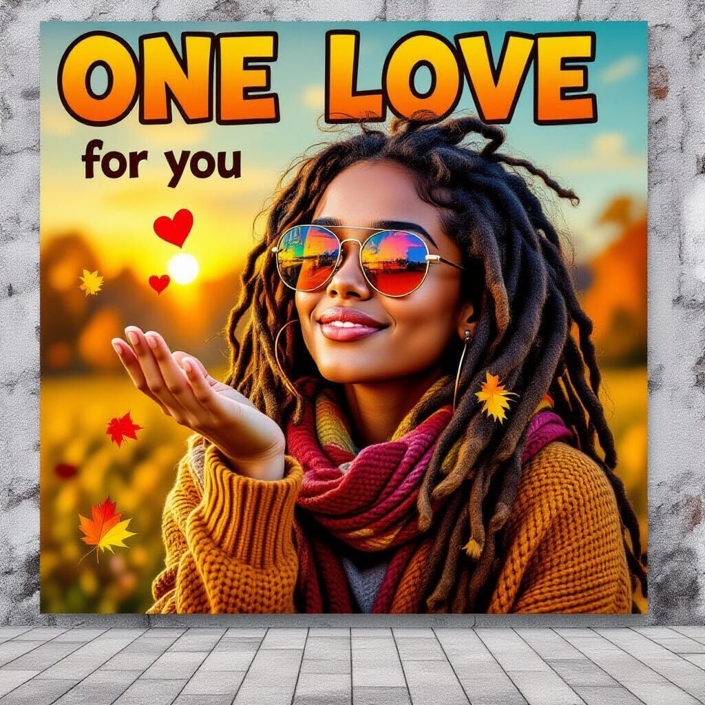 Reggae Mural Art: Adorable Dread Woman Sending Kisses