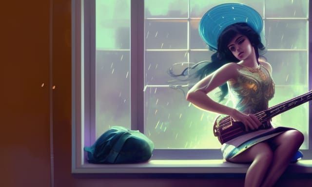 Cleopatra's Rainy Day Guitar Serenade: Concept Art