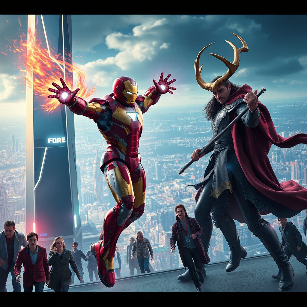 Iron Man vs Loki at Avengers Tower