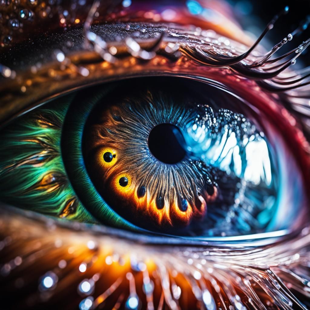 Detailed Crystal Eye with Galaxy Liquid