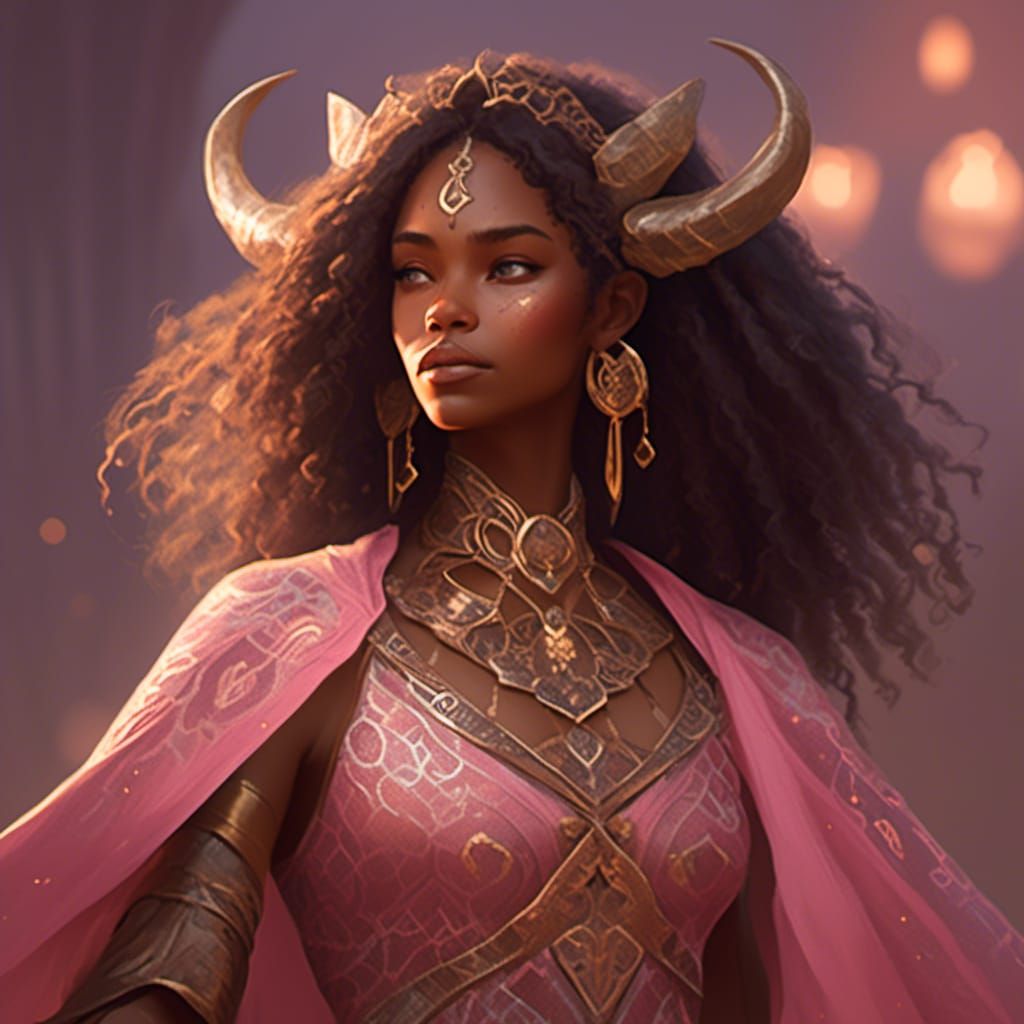 Whimsical Tiefling Enchantress in Serene Pose