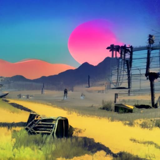 Synthwave Neon Desert Sunset