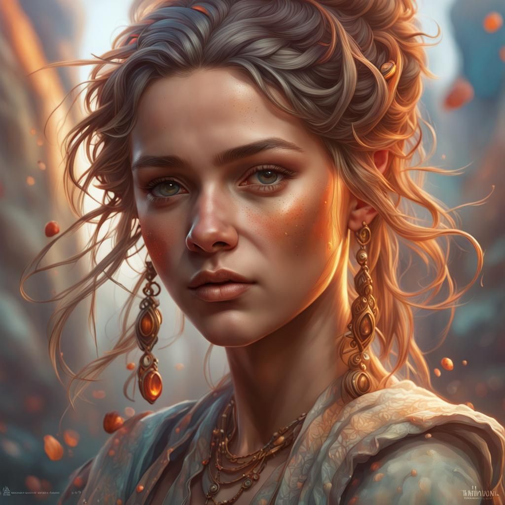 Lentil Girl Portrait in Anime and Ghibli Style